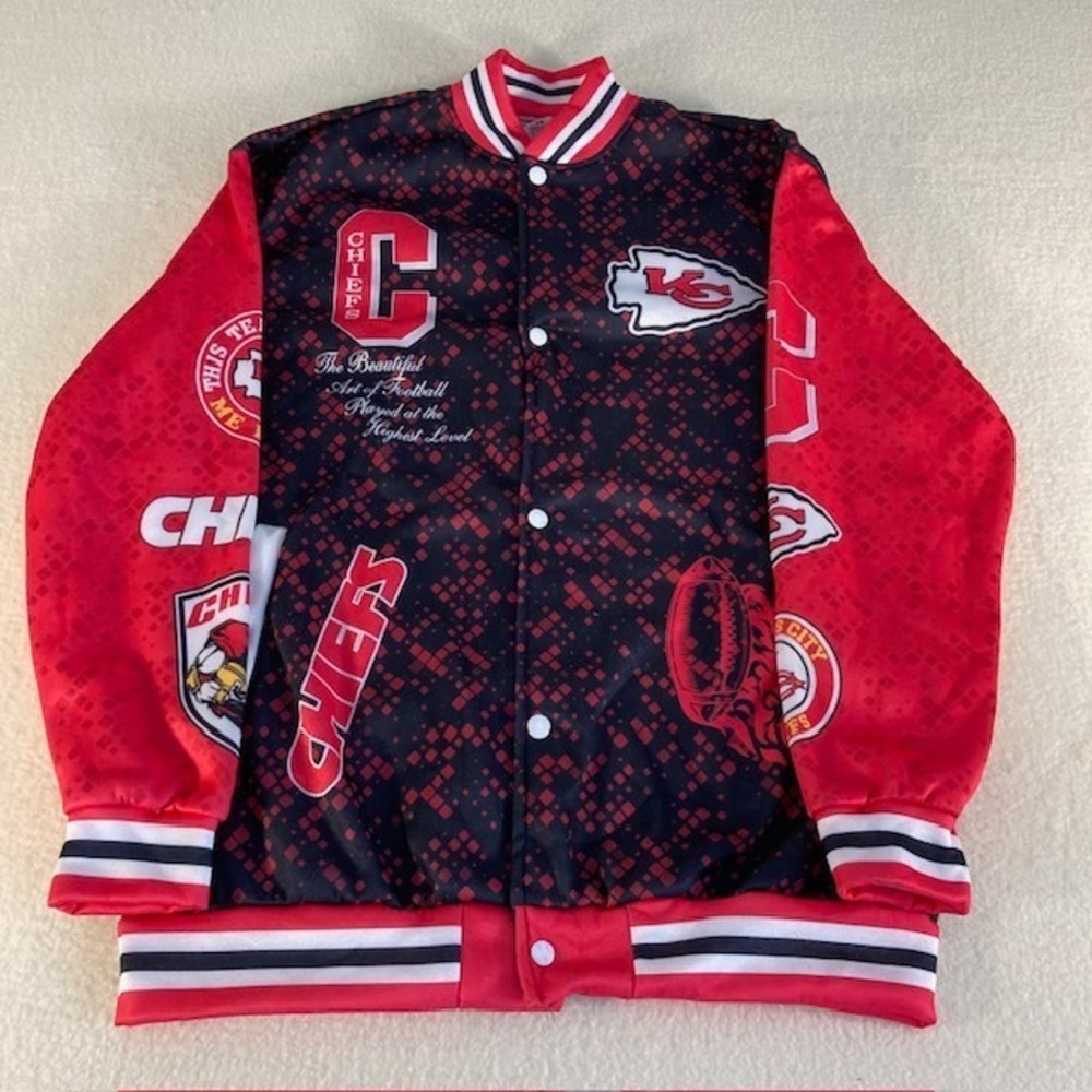Kansas City Chiefs Varsity Bomber Jacket  All Over Print M Women 22 x 27